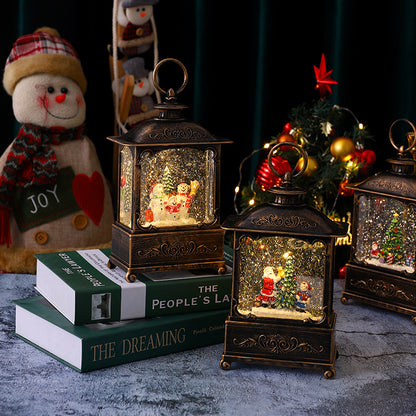 Glitzernde Weihnachtslaterne mit Schneeszenen Brehn