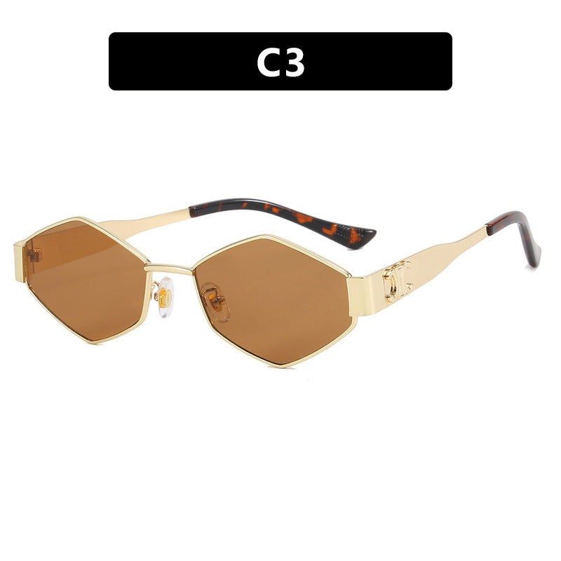 Damen hexagonale Designer-Sonnenbrille mit innovativem Metallrahmen Brehn