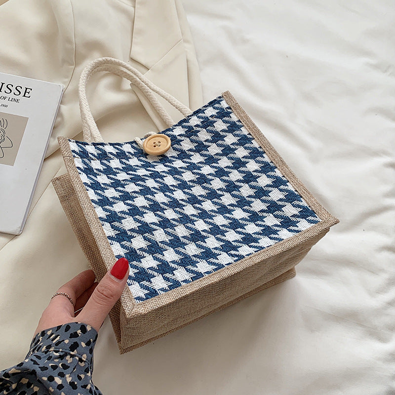 Hahnentrittmuster Canvas Tote Bag