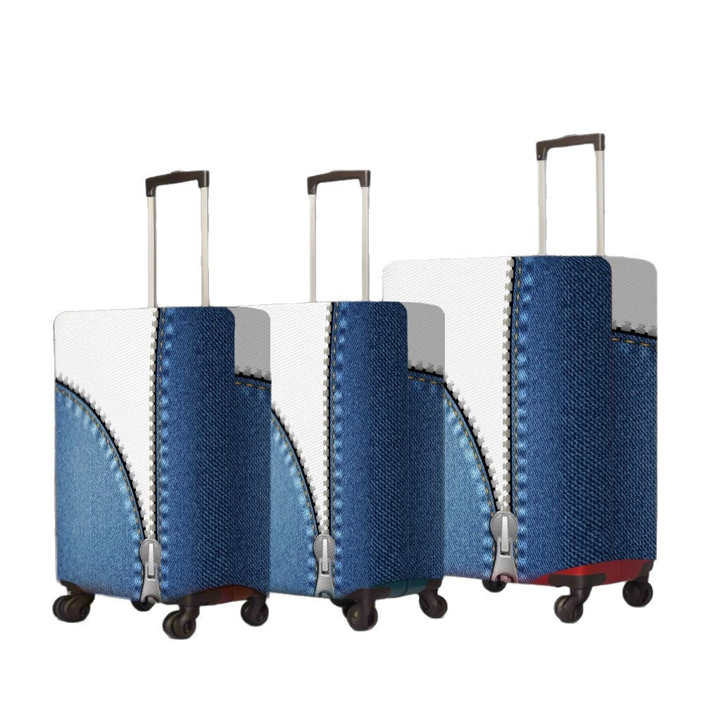 Unisex nan elastische Kofferschutzhülle in Reißverschluss-Optik mit Jeans-Struktur und robuster Stretchpassform für Trolley Brehn