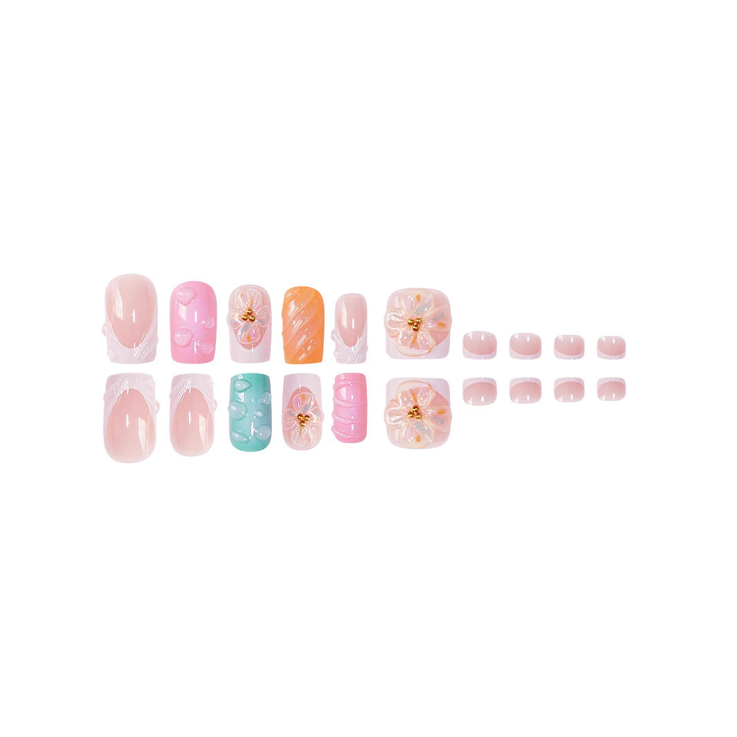 3D Floral Decorative Press-On Nails Set Brehn