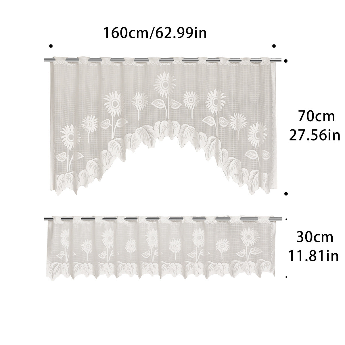 Elegante florale Spitzenfenster Vorhang Set