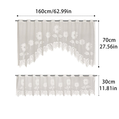 Elegante florale Spitzenfenster Vorhang Set