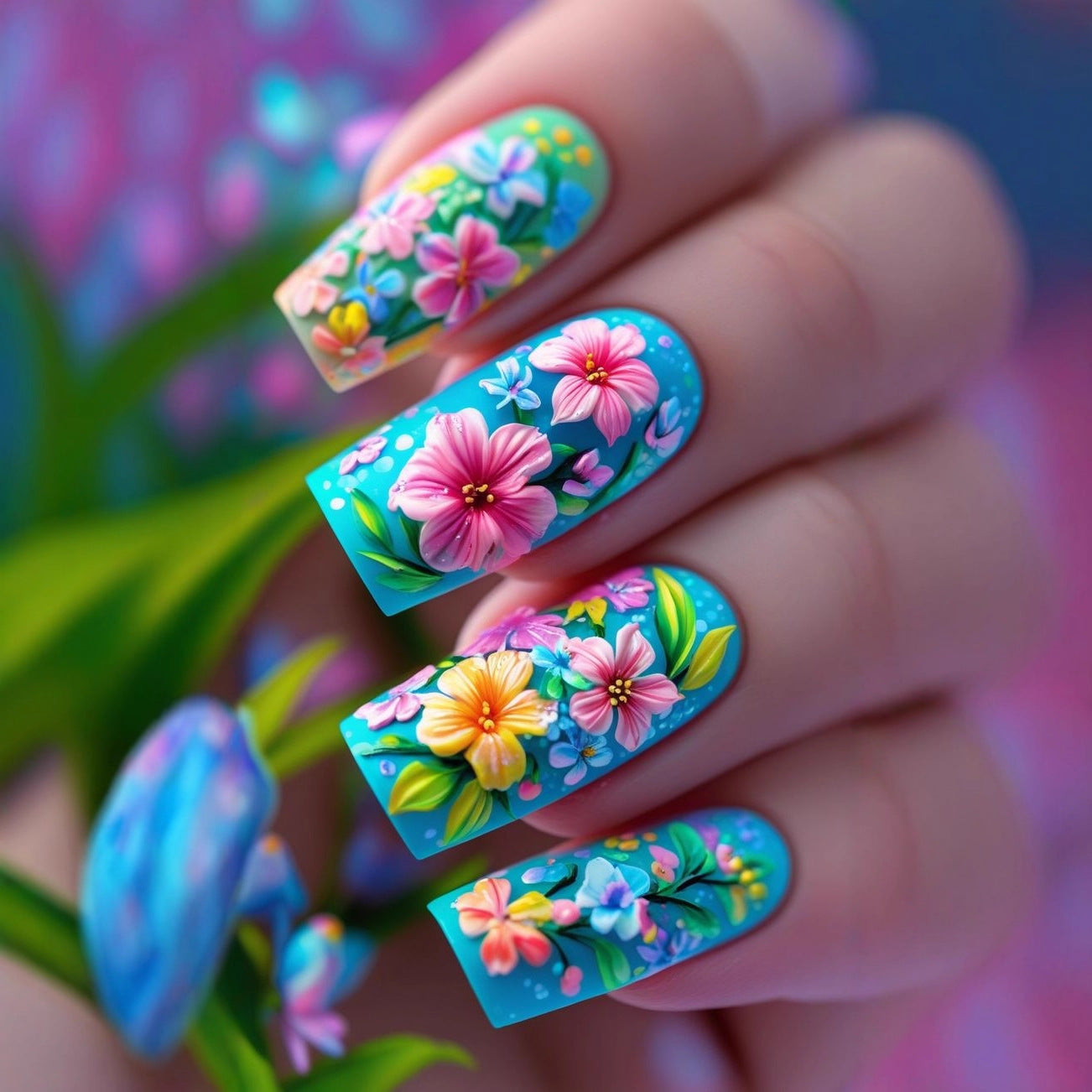 Kunstnägel Im Floralen Design Brehn
