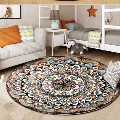 Kreisförmiger Vintage Blumenbereichsteppich Brehn
