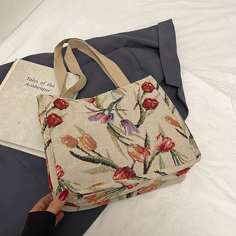 Blumenbestickte Schulter Tragetasche