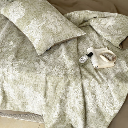 Dezentes Bettwäscheset aus Baumwoll-Perkal mit tonalem Jacquard-Muster