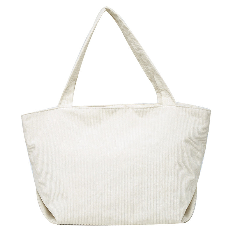 Funktionale Corduroy Tote Bag mit Flauschigen Charm