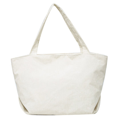 Funktionale Corduroy Tote Bag mit Flauschigen Charm