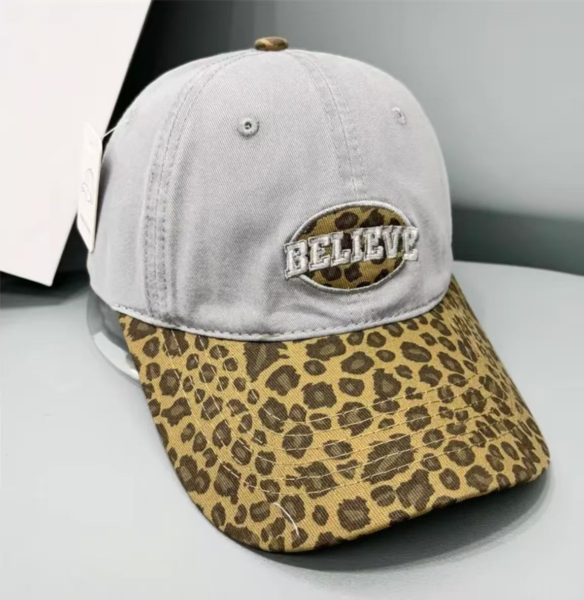 Damen Freizeit Leopard Druck Baseballmütze Brehn