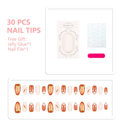 Verspieltes Kaninchen und Karotten Press-On Nagelset