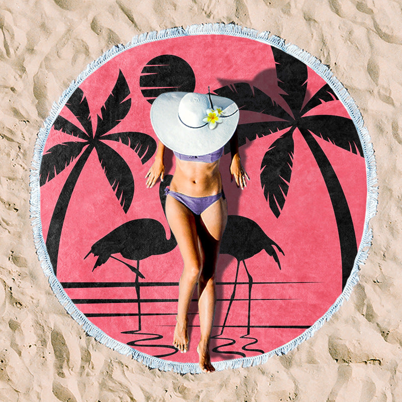 Rundstranddecke mit floralen Aquarellmotiven Brehn