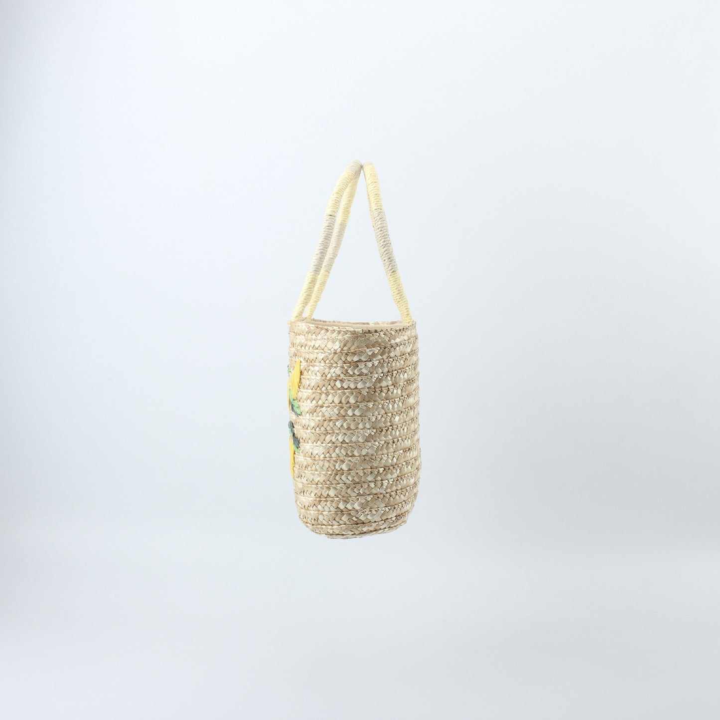 Korbtasche mit Handgesticktem Zitronen-Motiv Brehn
