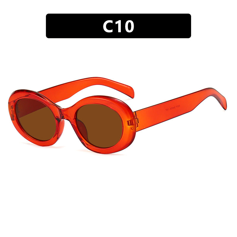 Damen modische Sonnenbrille im originellen Ovaldesign mit transparentem Rahmen und UV-Schutz Brehn