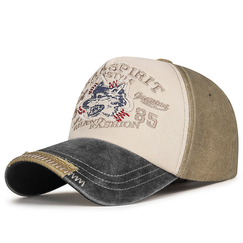 Herren Vintage-inspirierte gestickte Wolf-Kappe Brehn