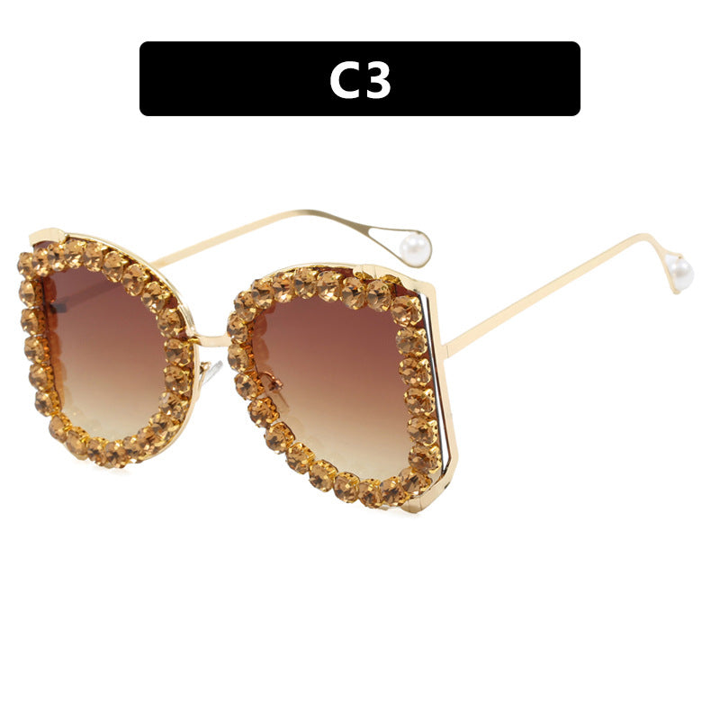 Damen extravagante Katzenaugen-Sonnenbrille mit funkelndem Strassrahmen Brehn