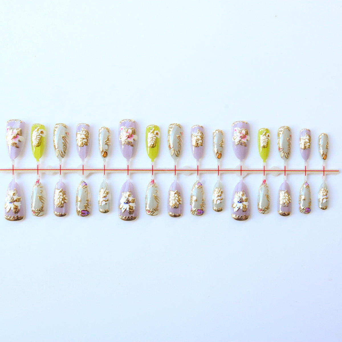 Künstlerisches 3D-Blumen-Press-On-Nagel-Set