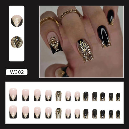 Glamouröse Press-On Nagelset mit Glitzer und künstlerischem Design Brehn