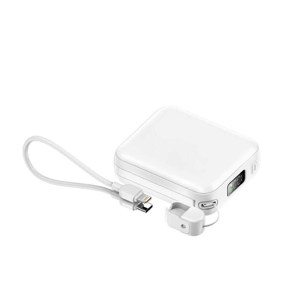 Tragbare Powerbank mit integriertem Ladekabel und digitaler Anzeige Brehn