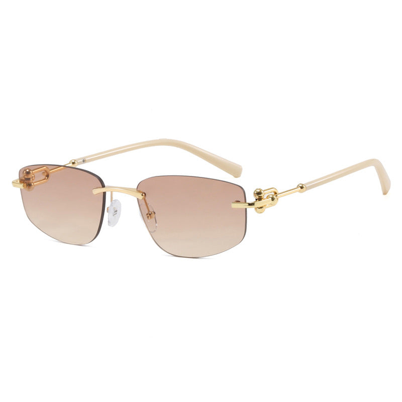 Damen elegante Halbgestell-Brille mit luxuriösem Metallrahmen und transparenten Gläsern Brehn