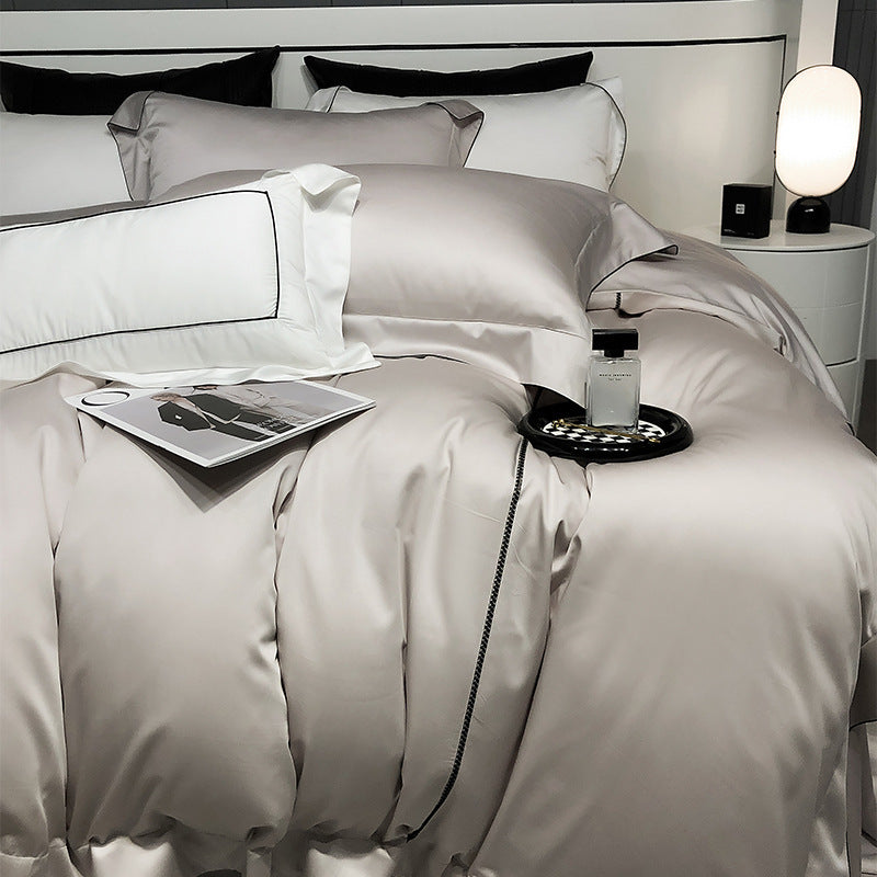 Luxus Satin Bettwäsche Set mit geketteltem Rand und hypoallergenem Mikrofaser