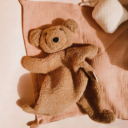 Handgefertigter Organic Cotton Langbein Bunny Plüsch mit besticktem Overall
