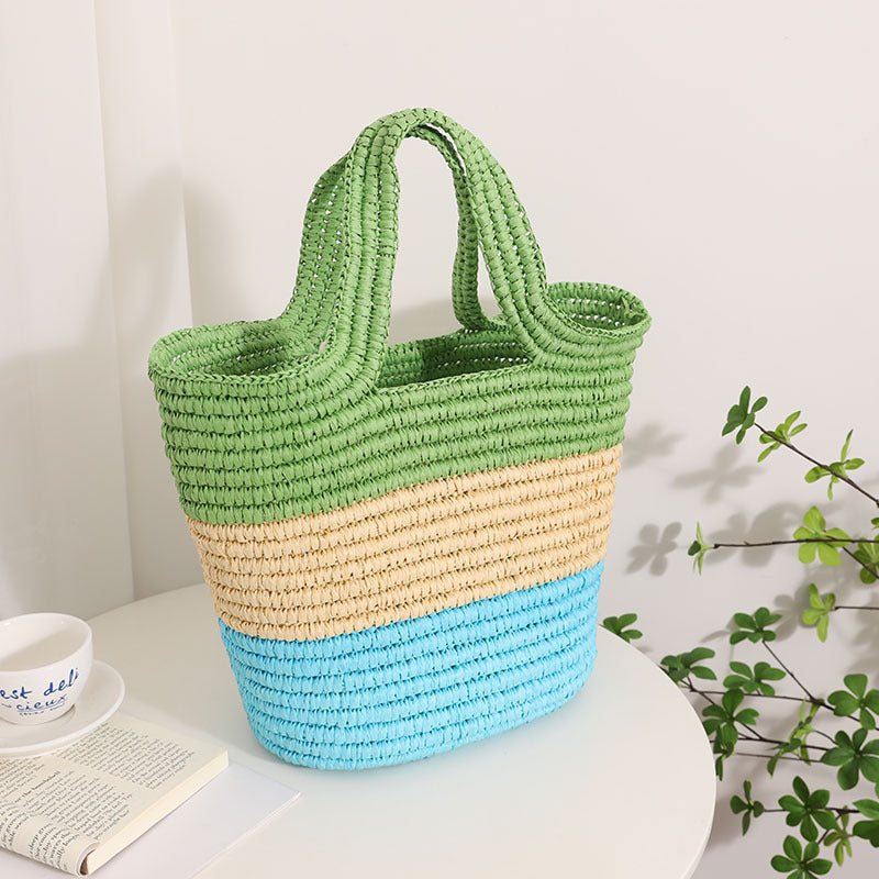 Handgefertigte Langlebige Strandtasche mit Fröhlichem Zickzackmuster Brehn