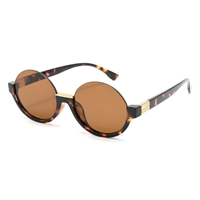 Damen moderne runde Sonnenbrille mit eleganten Akzenten und UV-Schutz Brehn