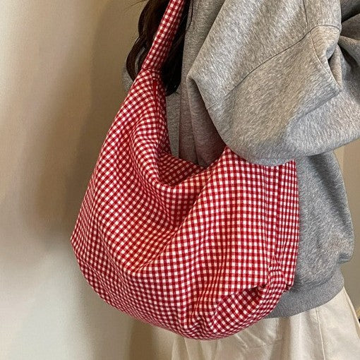 Gemütliche Gingham-Print Schultertasche