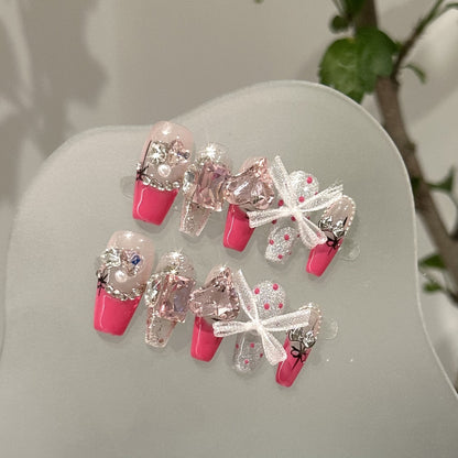 Jewel-Embellished Press-On Nail Set