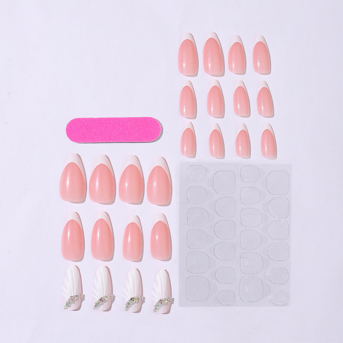 Künstliches Nagelset mit luxuriösen 3D-Verzierungen Brehn