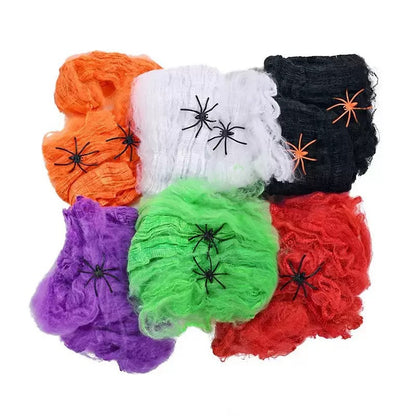 Dekorative Halloween Spinnennetz mit Kunstspinnen