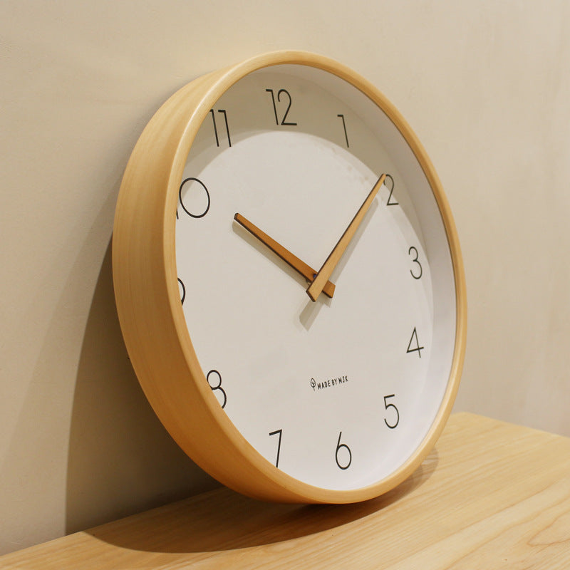 Brehn | Nordic Minimalist Holz Stille Wanduhr