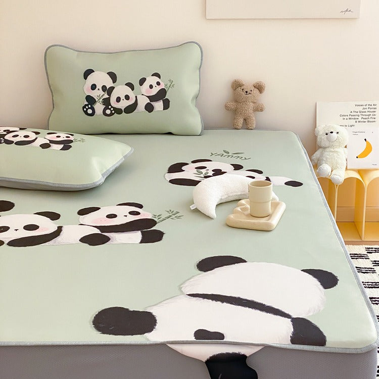 Kinder-Bettwaren-Set mit Monster-Print, Spannbettlaken und Zierkissen aus weicher Mikrofaser