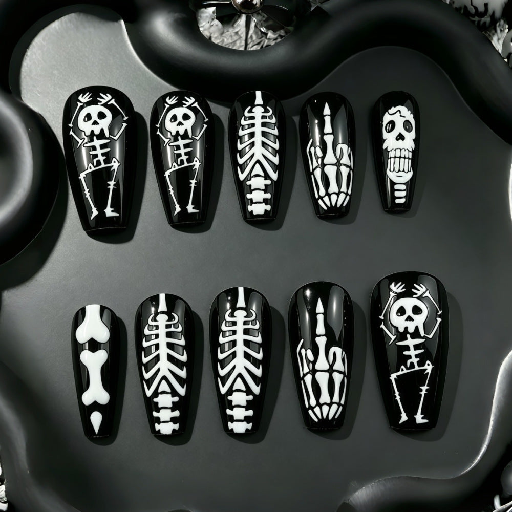Kunstnagel-Set mit Skelett-Motiven Brehn