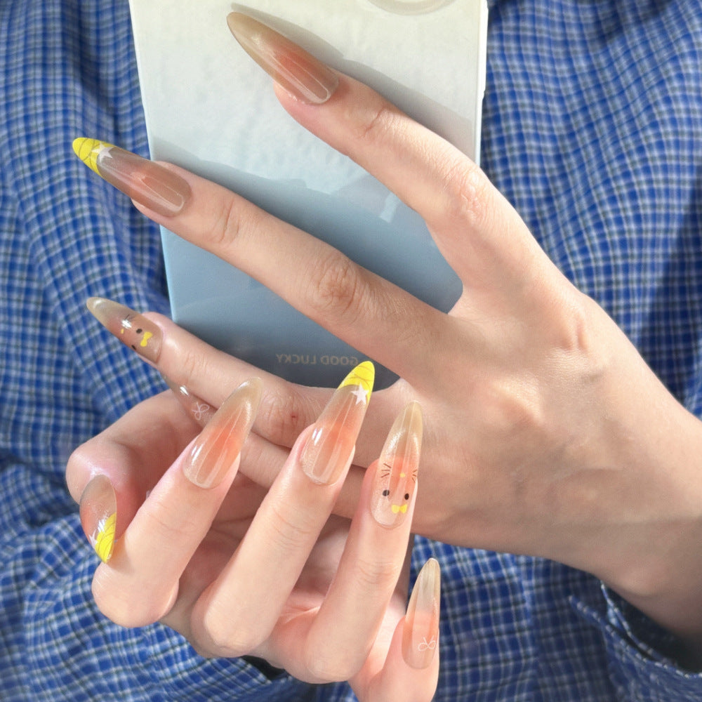 Künstlerische Blumen- und minimalistische Fingernägel zum Aufkleben Brehn