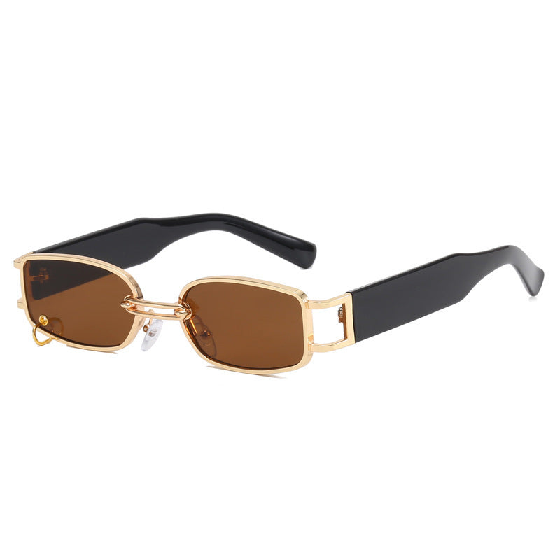 Damen Sonnenbrille im luxuriösen rechteckigen Design mit goldenen Akzenten Brehn