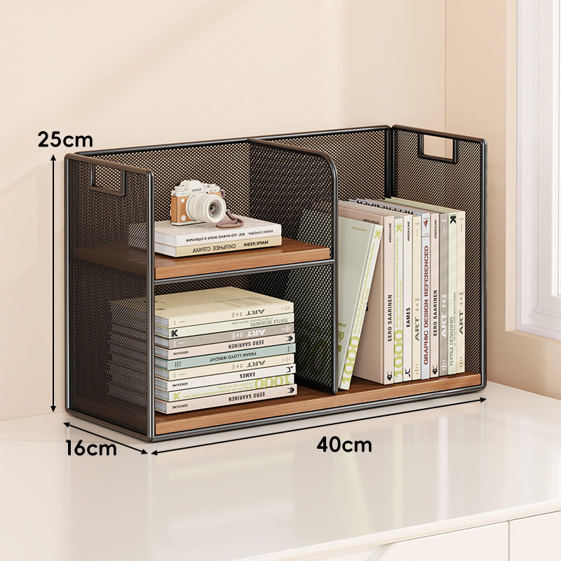 Perforiertes Metall Zwei-Ebenen Schreibtisch-Organizer-Regal mit integrierten Tragegriffen