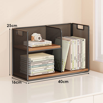 Perforiertes Metall Zwei-Ebenen Schreibtisch-Organizer-Regal mit integrierten Tragegriffen