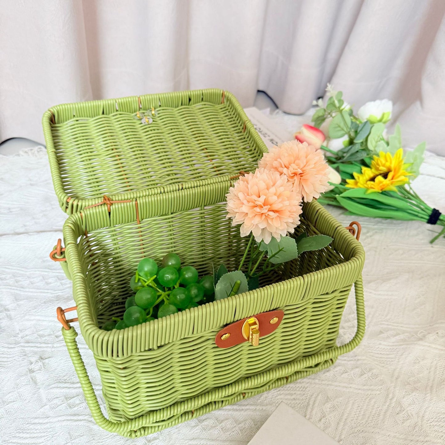 Damen Handgefertigter Rattan Picknickkorb Brehn