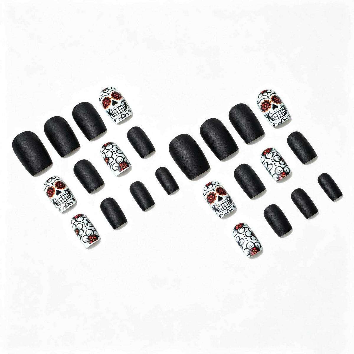 Künstlerisches Skull- und Blumen-Nail-Art-Set