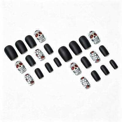 Künstlerisches Skull- und Blumen-Nail-Art-Set