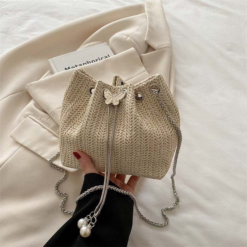 Elegante Gewebte Kordelzug Mini Handtasche Brehn