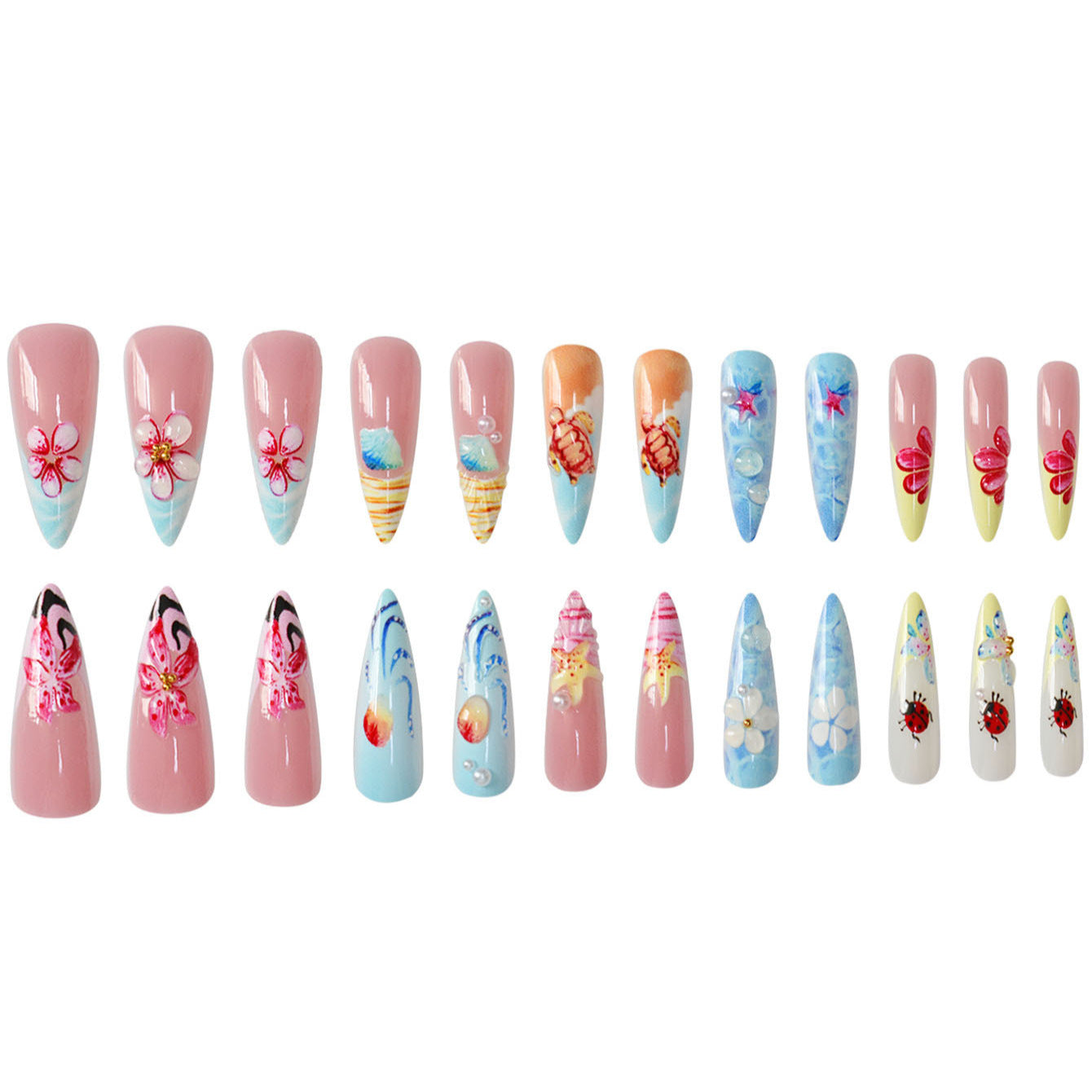 Kreative Meeres-Themen-Nagelkunst-Verlängerungen Brehn
