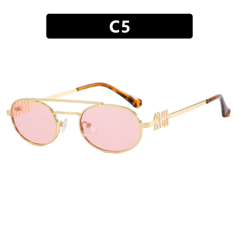 Damen elegante ovale Sonnenbrille mit luxuriösem Metallrahmen Brehn