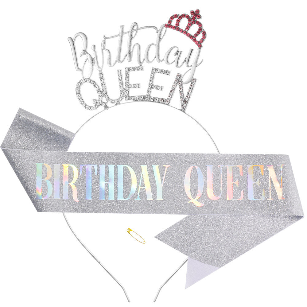 Damen Glitzernder Haarreif mit "Birthday Queen"-Schriftzug Brehn