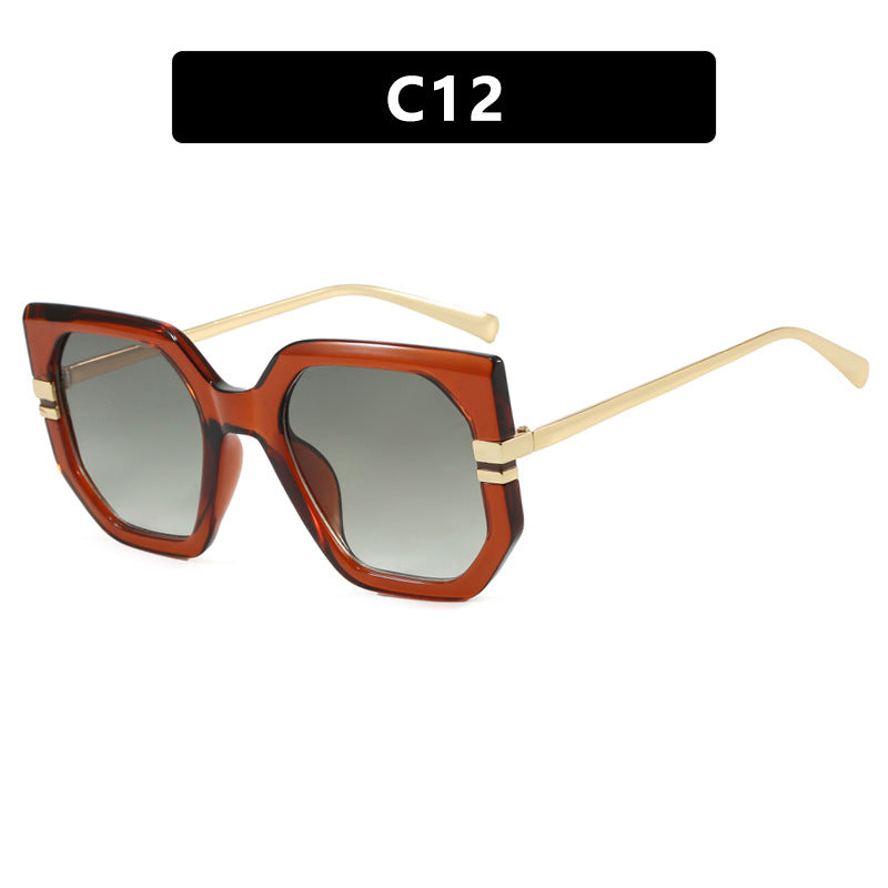 Damen geometrische Sonnenbrille mit luxuriösem goldenen Rahmen und polarisierenden Gläsern Brehn