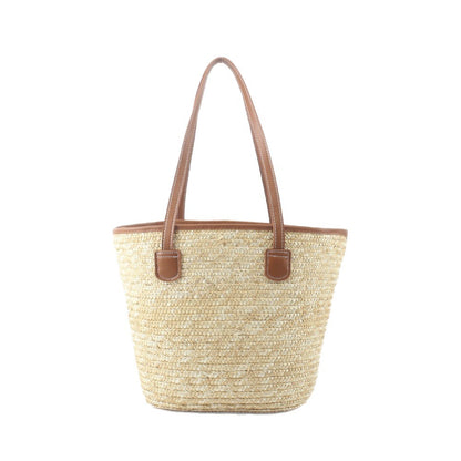 Flechtkorb Tasche mit Eleganten Ledergriffen Brehn