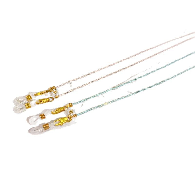 Kettenbrillenband mit Perlen und Goldanhängern Brehn