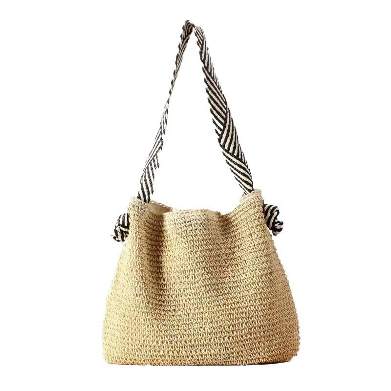 Damen Handtasche mit geflochtenem Design und gemustertem Schulterriemen Brehn